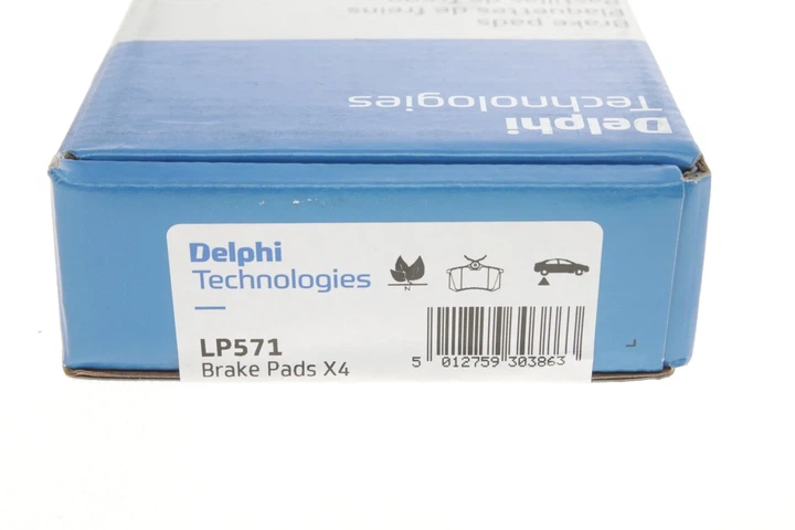 Колодки гальмові Delphi LP571 Volkswagen Golf, Jetta, Passat, Polo, Vento, Scirocco; Seat Cordoba, Ibiza, Exeo, Toledo; Audi A6, A4; Skoda Roomster 1K0698451J, 191615415A, 191615415D - зображення 8