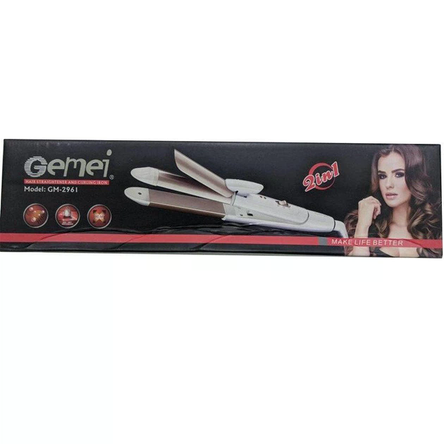 Плойка-утюжок GEMEI GM-2961 2 в 1 • Керамическое покрытие, 30 Вт, 200°C - изображение 6