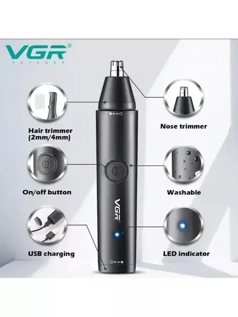 Тример чоловічий акумуляторний 2в1 VGR V-613 для носа та вух - зображення 6