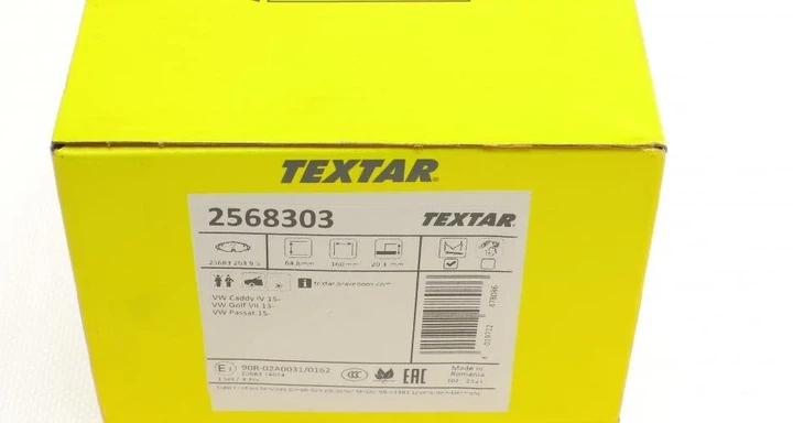 Комплект гальмівних колодок TEXTAR 2568303 Volkswagen Golf, Passat, Caddy, Tiguan, T-Roc; Skoda Karoq; Audi Q3 2614208, 2K5698151C, 2K5698151E - изображение 5