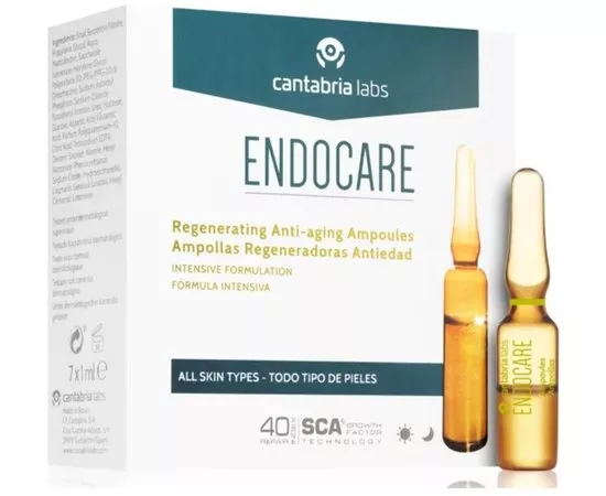 Ампули для обличчя проти зморшок Cantabria Endocare Regenerating Anti-Age Ampoules, 7 шт х 1 ml - Фото 1 Ампули для обличчя проти зморшок Cantabria Endocare Regenerating Anti-Age Ampoules, 7 шт х 1 ml - зображення 1