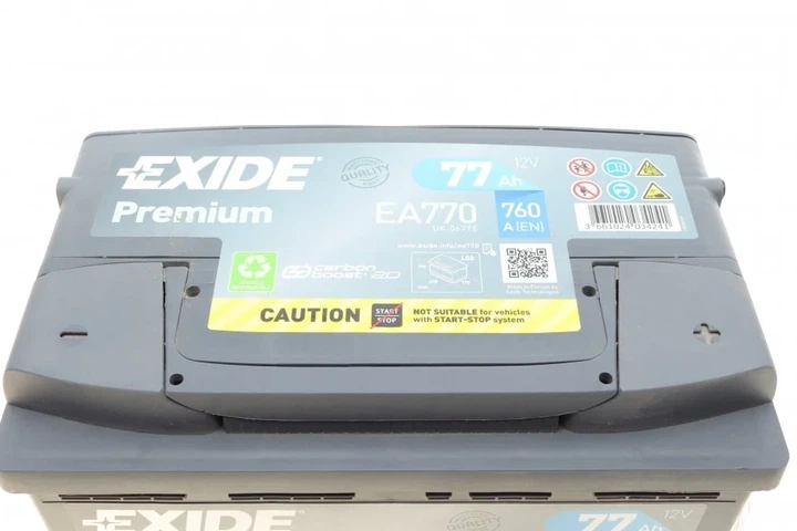 Акумулятор EXIDE EA770 Infiniti QX; Land Rover Freelander; Renault Kangoo; Audi Q3, A3; Peugeot Expert; Volvo V50; BMW 1 Series, 3 Series; Volkswagen Golf, Transporter; Cadillac SRX; Geely CK; Lexus ES; Porsche 911 1307572, 1515832, 5033394AA - изображение 6