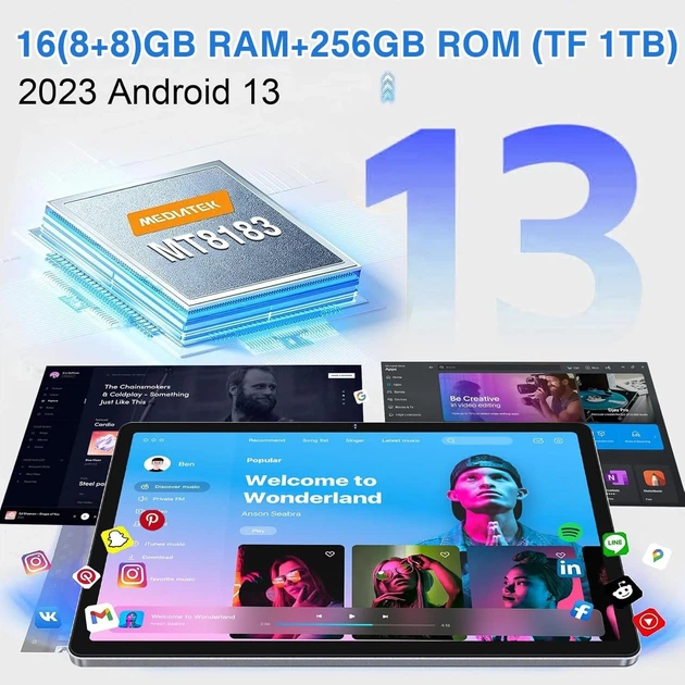 Планшет 11" Full HD Oangcc A13 8+8/256Gb 8 ядер Android 13 8600 mAh Серый - Уценка - изображение 3