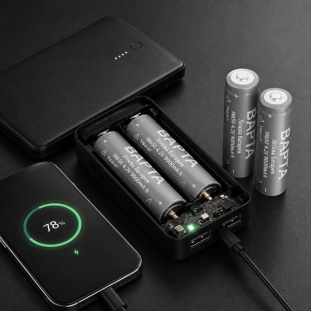 Акумулятор для ліхтарів, power bank та портативної техніки BAPTA BP-0900 18650 Li-Ion 9000 мАч 4.2В - Фото 2 Акумулятор для ліхтарів, power bank та портативної техніки BAPTA BP-0900 18650 Li-Ion 9000 мАч 4.2В - изображение 2