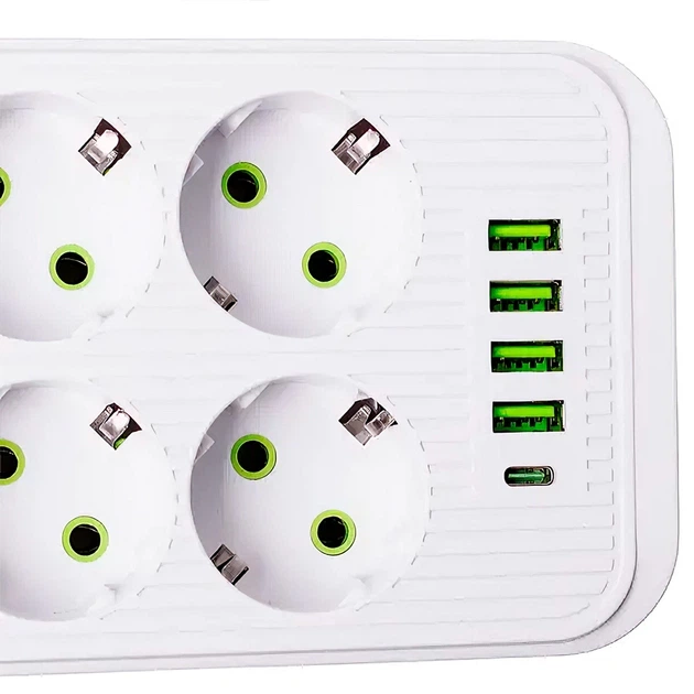Мережевий фільтр-подовжувач ONE 8 розеток 3 USB-A+1 USB Type-C довжина 2.8 метрів білий - Фото 4 Мережевий фільтр-подовжувач ONE 8 розеток 3 USB-A+1 USB Type-C довжина 2.8 метрів білий - зображення 4