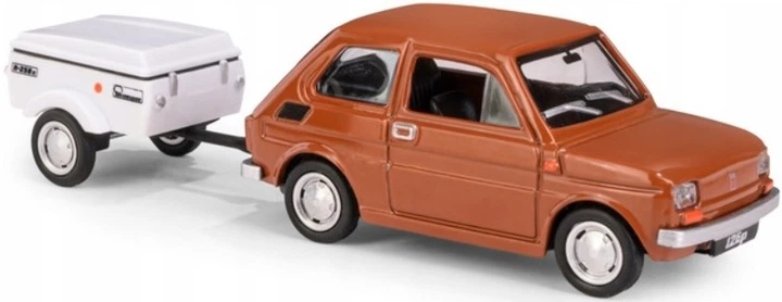 Model kolekcjonerski Daffi Fiat 126p + Przyczepa Niewiadów Krótka 1:43 K‑610 Brązowy (5905422116108) - obraz 3