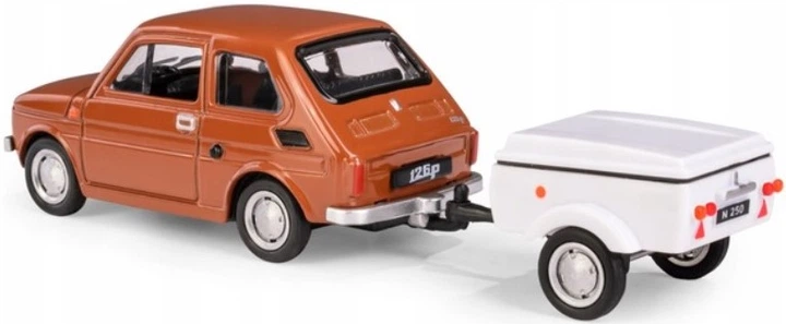 Model kolekcjonerski Daffi Fiat 126p + Przyczepa Niewiadów Krótka 1:43 K‑610 Brązowy (5905422116108) - obraz 5