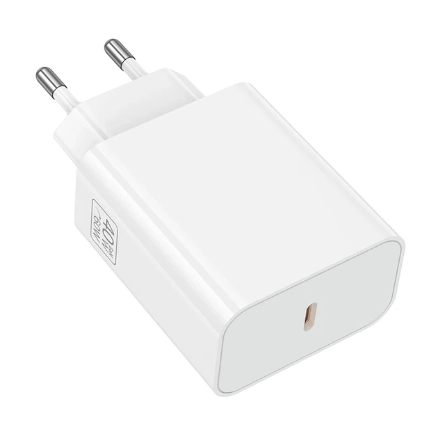 Мережевий зарядний пристрій BOROFONE BA109A Star single port PD40W charger (EU) White - Фото 6 Мережевий зарядний пристрій BOROFONE BA109A Star single port PD40W charger (EU) White - зображення 6