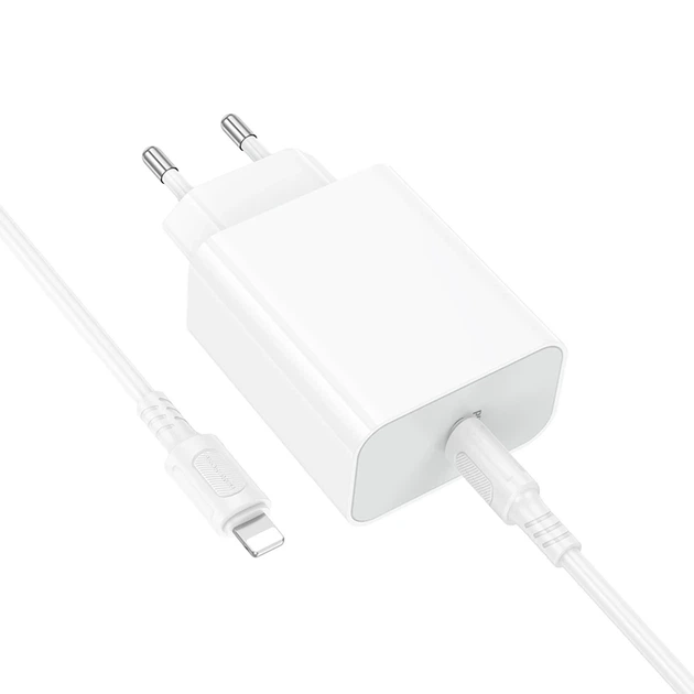 Мережевий зарядний пристрій BOROFONE BA107A Stellar single port PD30W charger set (C to iP) (EU) White - зображення 5