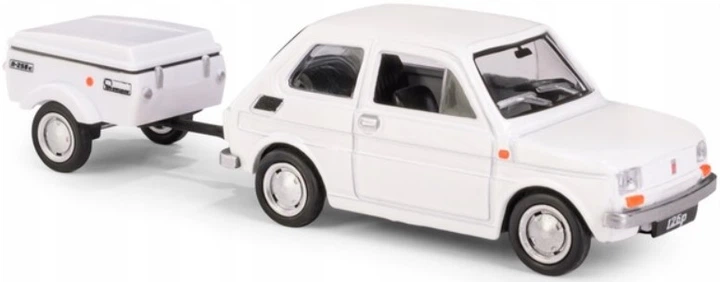 Model kolekcjonerski Daffi Fiat 126p + Przyczepa Niewiadow Krótka 1:43 K‑611 Biały (5905422116115) - obraz 3