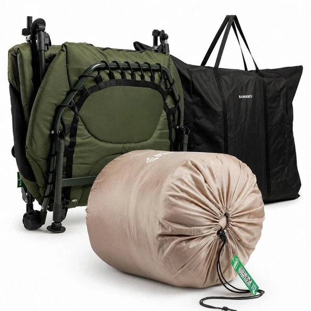 Туристическая карповая раскладушка Ranger BED 87 со спальным мешком — походная кровать для отдыха и кемпинга RA5503 - изображение 5