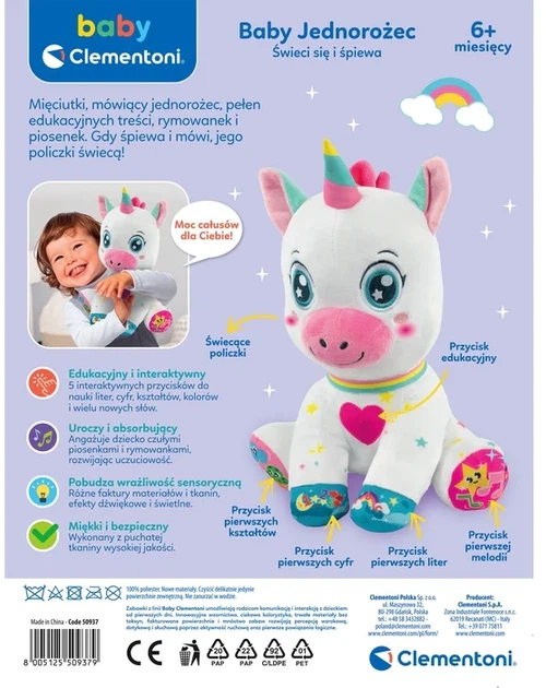 Zabawka interaktywna Clementoni Cle Baby Jednorożec Biały (8005125509379) - obraz 3