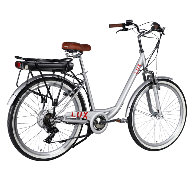 Велосипед з електроприводом 26" ST Dorozhnik eLUX Vbr FR рама-17" 36B 13А*г 500Вт срiблястий з амортизаційною вилкою - зображення 3