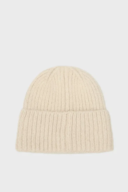 Жіноча бежева вовняна шапка K/ESSENTIAL BEANIE Karl Lagerfeld OS 246W3411 - изображение 2