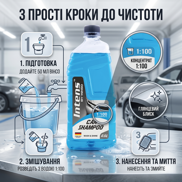 Автошампунь Winso Universal Fit 500мл концентрат для мойки автомобиля с полиролью очищающий шампунь для защиты кузова (SK_810910А12) - изображение 4