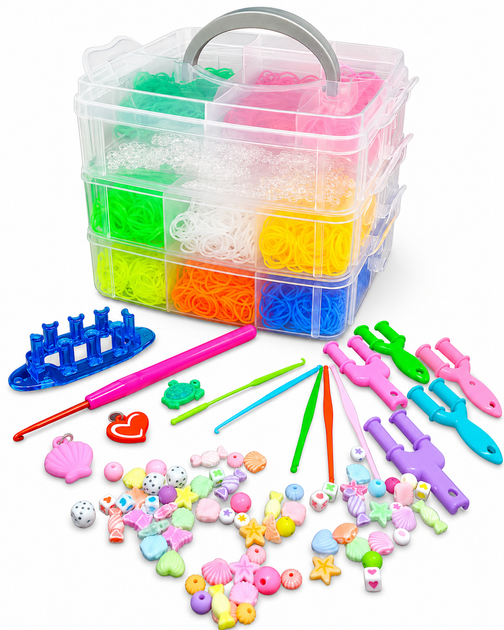 Набор для плетения браслетов Fashion Loom Bands 3-ярусный - резинки, станок, шармики и бусины - Фото 1 Набор для плетения браслетов Fashion Loom Bands 3-ярусный - резинки, станок, шармики и бусины - изображение 1