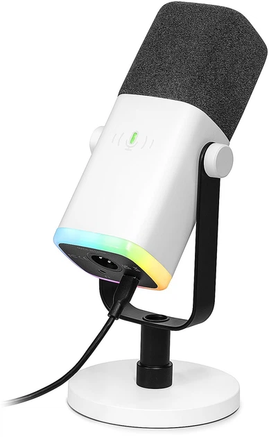 Динамічний мікрофон FIFINE Ampligame AM8 USB/XLR із сенсорною кнопкою вимкнення звуку RGB для ПК PS5 PS4 Білий - зображення 2