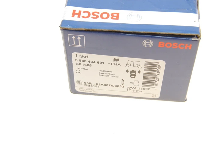 Комплект гальмівних колодок BOSCH 0986494691 Hyundai I30, Elantra; KIA Pro Ceed, Ceed 581012VA00, 581012VA15, 581012VA50 - изображение 6