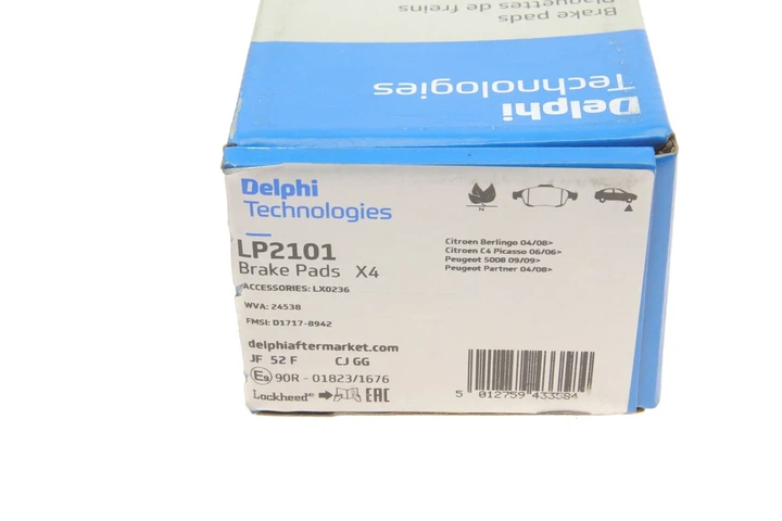 Колодки гальмові Delphi LP2101 Citroen DS4, C4, Berlingo, DS5; Peugeot Partner, 5008 425361, 425412, 425413 - зображення 6