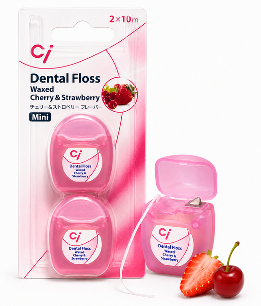 Зубна японська нитка для чутливих зубів вощена вишня+полуниця New Ci Floss Mini Cherry & Straberry 10м х 2шт (4582196101595) - Фото 1 Зубна японська нитка для чутливих зубів вощена вишня+полуниця New Ci Floss Mini Cherry & Straberry 10м х 2шт (4582196101595) - зображення 1