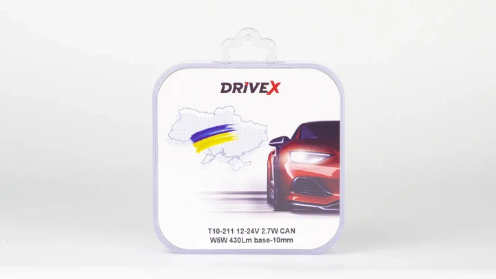 Світлодіоди в габаритні вогні. Підсвітку номера та салона DriveX T10-211 12-24V 2.7W CAN W5W 430Lm base-10mm к-т. - изображение 2