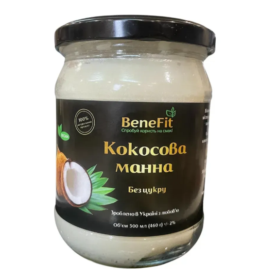 Урбеч кокосовый (паста, манна) ТМ BeneFit 500 мл - Фото 1 Урбеч кокосовый (паста, манна) ТМ BeneFit 500 мл - изображение 1