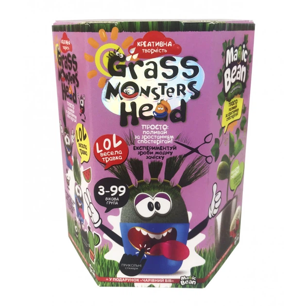 Набір креативної творчості Grass Monsters Head (українською), Danko Toys - Фото 7 Набір креативної творчості Grass Monsters Head (українською), Danko Toys - зображення 7