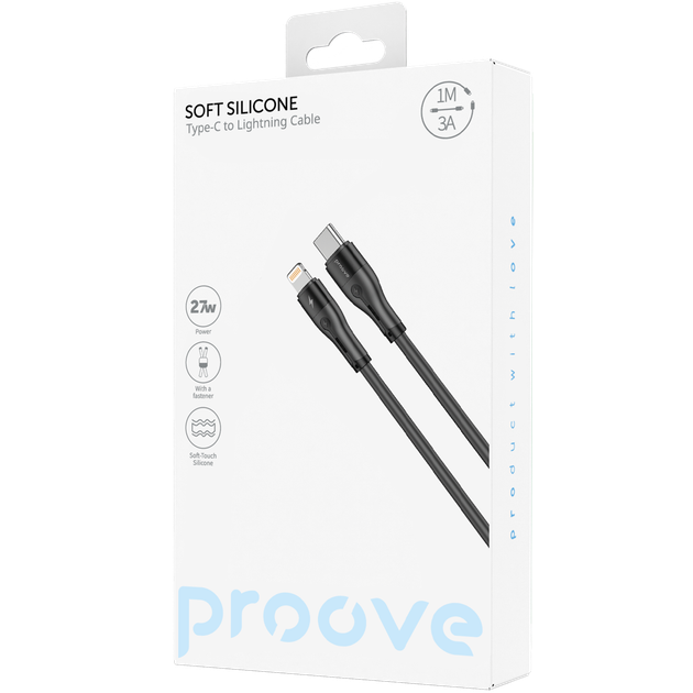 Кабель Proove Soft Silicone Type-C to Lightning 27W (1m) черный - изображение 2