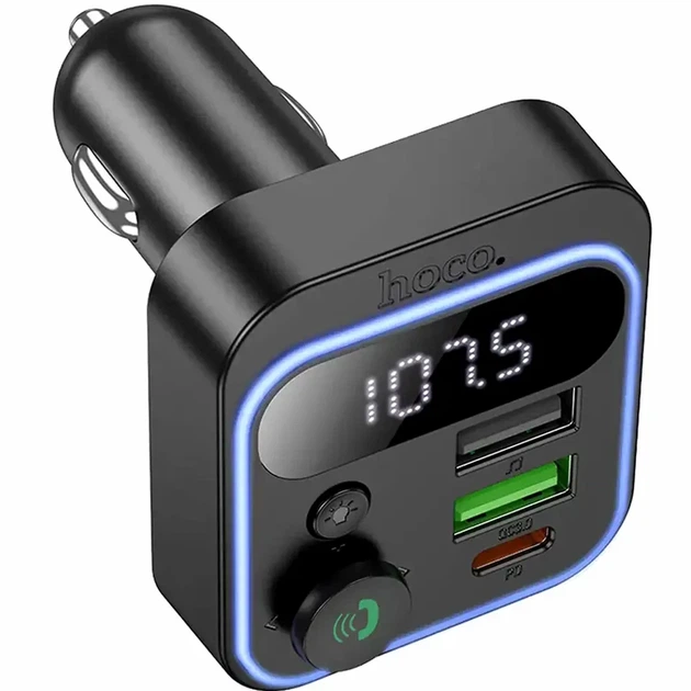 Автомобильное зарядное устройство 38W с FM трансмиттером и Bluetooth 5.4 HOCO E85 черное - изображение 4