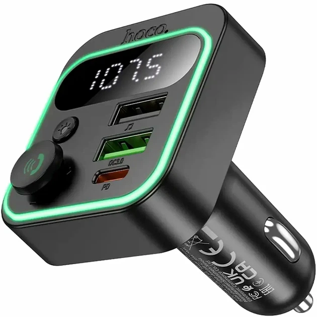 Автомобильное зарядное устройство 38W с FM трансмиттером и Bluetooth 5.4 HOCO E85 черное - изображение 5