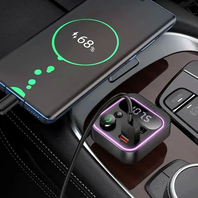 Автомобильное зарядное устройство 38W с FM трансмиттером и Bluetooth 5.4 HOCO E85 черное - изображение 6