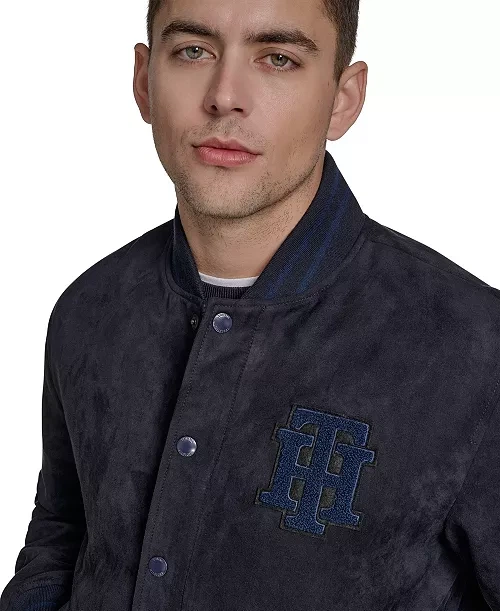 Чоловіча куртка-бомбер Tommy Hilfiger Varsity - Premium Еко-Замша (Water Resistant / Не боїться води L Темно-синя - зображення 5