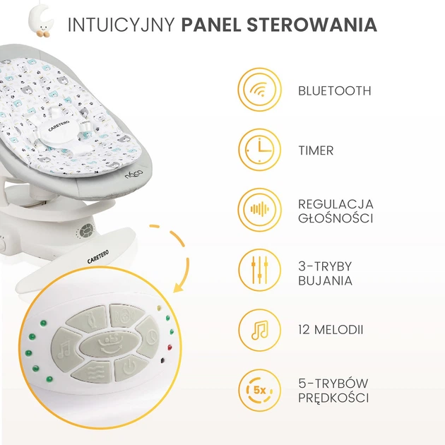 Leżaczek-bujaczek dziecięcy Caretero Noco Grey (5903076320957) - Zdjęcie 7 Leżaczek-bujaczek dziecięcy Caretero Noco Grey (5903076320957) - obraz 7