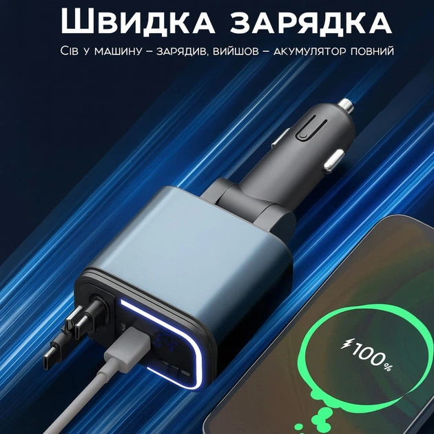 Автомобильное зарядное устройство быстрой зарядки, с функцией проектора на потолок авто - Фото 3 Автомобильное зарядное устройство быстрой зарядки, с функцией проектора на потолок авто - изображение 3