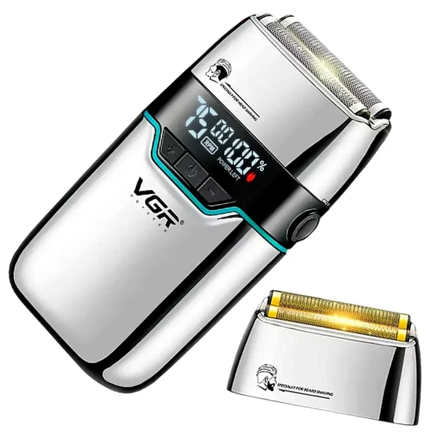 Электробритва V-350 5 Вт 7500 об/мин USB серебристая с двумя насадками для бритья бороды и головы - изображение 12