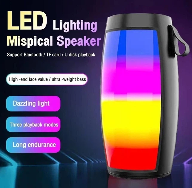 Колонка Bluetooth ZQS1202 портативная с LED подсветкой черная - Фото 7 Колонка Bluetooth ZQS1202 портативная с LED подсветкой черная - изображение 7