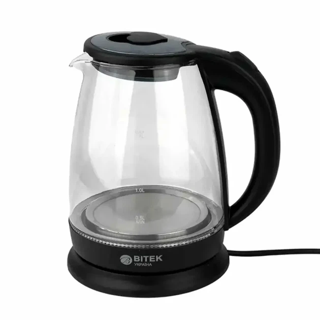 Электрочайник 1,8л 2400Вт стеклянный BITEK BT-3110 черный с LED подсветкой и защитой от перегрева - Фото 6 Электрочайник 1,8л 2400Вт стеклянный BITEK BT-3110 черный с LED подсветкой и защитой от перегрева - изображение 6