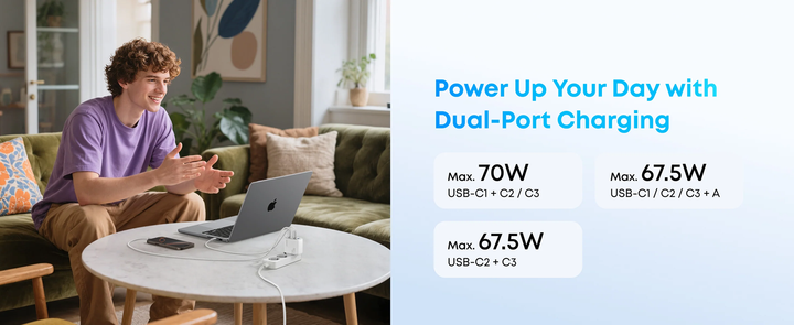 Сетевое зарядное устройство Anker Charger - 70W, 3xUSB-C PD 3.0 & 1xUSB-A Black (A121CG11) - Фото 9 Сетевое зарядное устройство Anker Charger - 70W, 3xUSB-C PD 3.0 & 1xUSB-A Black (A121CG11) - изображение 9