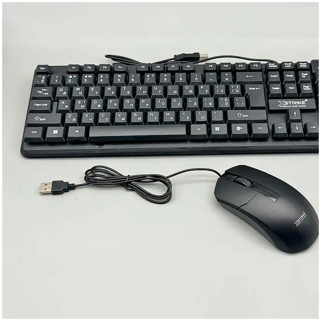 Комплект клавиатура с RGB подсветкой и USB мышь для ПК и ноутбука XSTRIKE X-1012 черный - Фото 3 Комплект клавиатура с RGB подсветкой и USB мышь для ПК и ноутбука XSTRIKE X-1012 черный - изображение 3