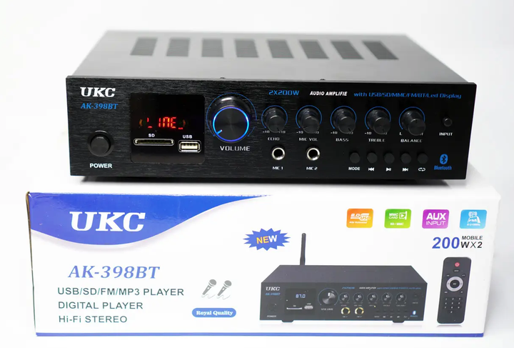 Підсилювач UKC AK-398BT USB Bluetooth - Фото 4 Підсилювач UKC AK-398BT USB Bluetooth - зображення 4