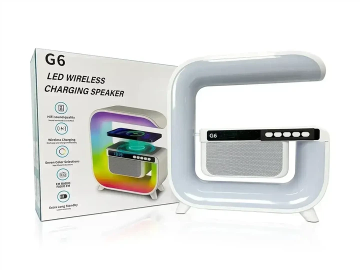 Настільна розумна лампа нічник G-Smart G6 Лампа-нічник з годинником Bluetooth-колонкою та бездротовою зарядкою - изображение 4