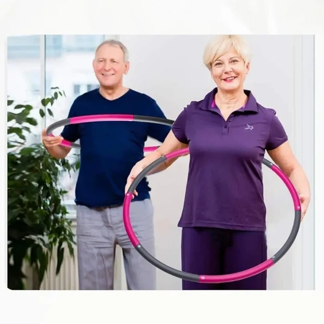 Обруч хулахуп складной массажный на 8 секций для фитнеса Hoola Hoop серо-розовый - изображение 4