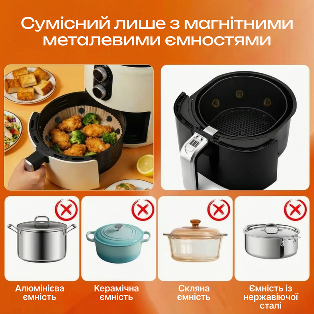 Набір магнітних силіконових фіксаторів для пергаменту в аерогриль та мультипіч, 4шт, Чорні - зображення 3