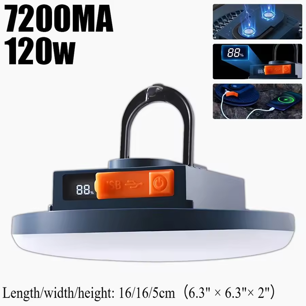 Фонарь кемпинговый F4-155 мм 7200 mAh лампа на аккумуляторе с функцией powerbank - Фото 2 Фонарь кемпинговый F4-155 мм 7200 mAh лампа на аккумуляторе с функцией powerbank - изображение 2