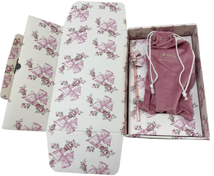 Термос термочашка Stanley Quencher H2.0 Tumbler з нержавіючої сталі 0,59 л LoveShackFancy Floral Ribbon Pink KT6007864 - зображення 3
