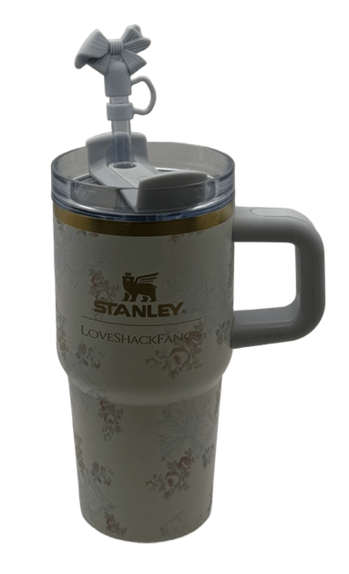 Термос термочашка Stanley Quencher H2.0 Tumbler з нержавіючої сталі 0,59 л LoveShackFancy Floral Ribbon Blue KT6007863 - зображення 7