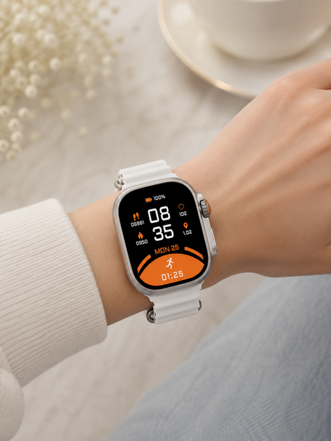 Розумний смарт годинник Smart Watch 4you FUSION екран 2.2" метал корпус з функцією дзвінків перегляд повідомлень Snowflake - зображення 2