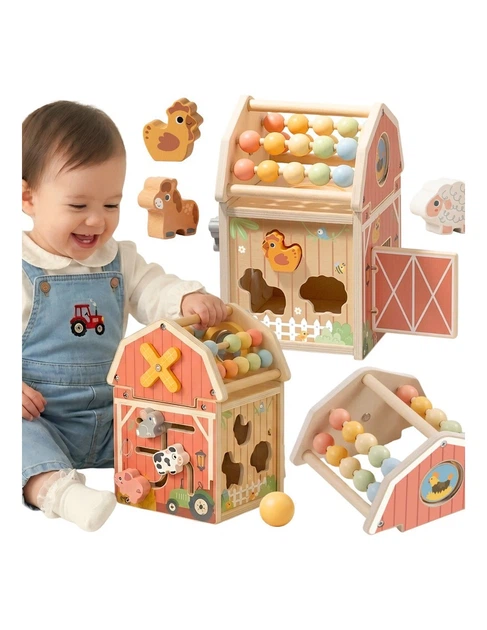 Дерев'яна ферма-сортер Tooky Toy Montessori з лабіринтом та рахівницею (TP538) (6976831554880) - зображення 7