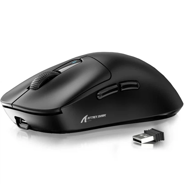 Бездротова ATTACK SHARK X3 Чорна Ігрова Мишка PAW3395 для ПК Радіоканал / Bluetooth - Фото 1 Бездротова ATTACK SHARK X3 Чорна Ігрова Мишка PAW3395 для ПК Радіоканал / Bluetooth - зображення 1