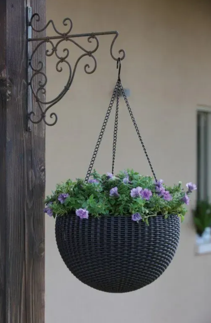 Підвісний квітковий горшок KETER RATTAN STYLE HANGING вазон кашпо з ротанга 8,6л.253845 графіт - зображення 4